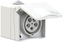 PCE CEE-Wandsteckdose (AP) Design, 16A, 5p, 6h, IP44, weiß (865-6v)