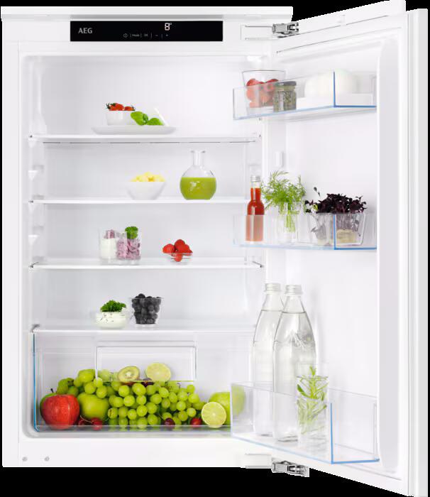 AEG OSK5O88EF Einbaukühlschrank ohne Gefrierfach, Nischenhöhe 88 cm, 137 L, Festtürtechnik, LED-Beleuchtung, weiß