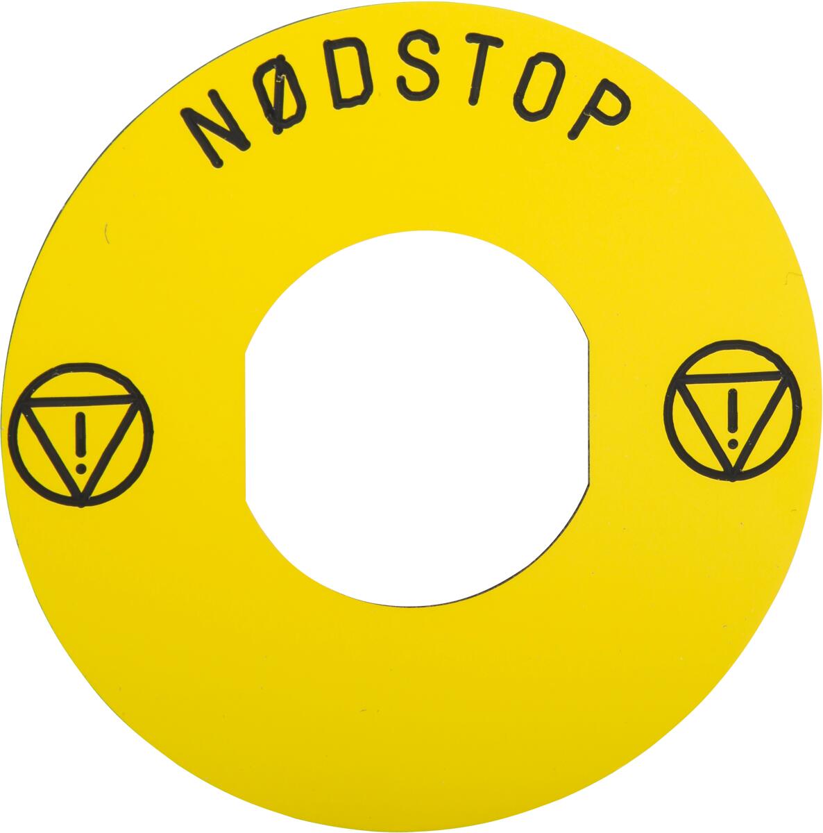 Schneider Electric ZBY9830 Beschriftungsschild, Ø60, Not-Aus mit Logo ISO13850, gelb