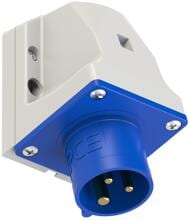 PCE CEE-Wandgerätestecker, Schraubklemme, abgewinkelt, 16A, 3p, 6h, IP44, blau (513-6)