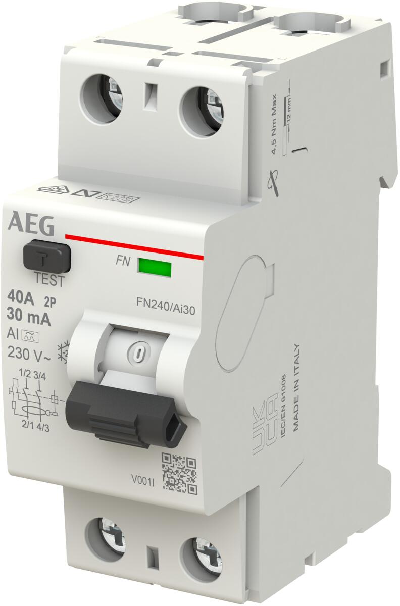 AEG FN240/AI30 FI-Schutzschalter AI 2p 230V 40A 0,03A 2TE REG (2CSF702456R1400)