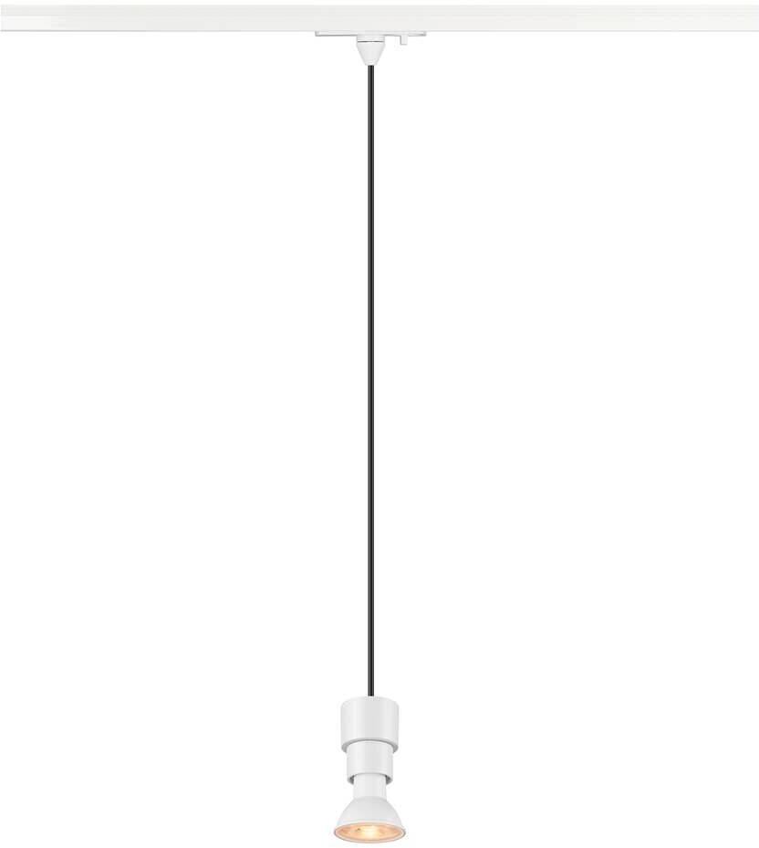 SLV PURI 2.0 Basic Pendelleuchte für 1-Phasen-Hochvolt-Schienensystem, GU10, 1x max.6W, Pendellänge 200cm, weiß (1008208)