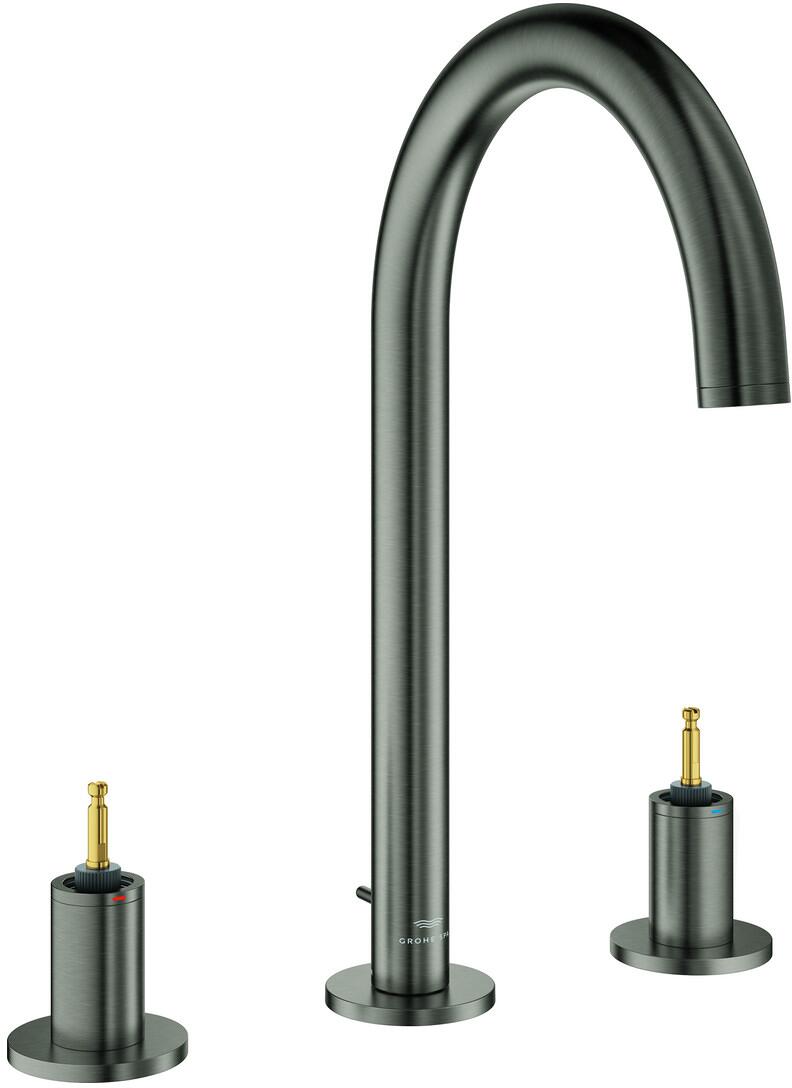 GROHE Atrio Private Collection 3-Loch-Waschtischbatterie, 1/2"", Zugstangen-Ablaufgarnitur, hard graphite gebürstet (20593AL0)