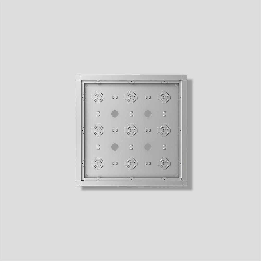 Siedle GA 612-3/3-01 SM Gehäuse-Aufputz für 9 Funktionsmodule, Aluminium, 332 x 332 x 36,5 mm, Senkrecht-/Waagerechtmontage, integrierbare Diebstahlsi