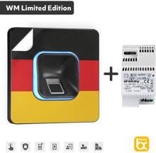 eKey xLine Fingerprintset für Unterputzmontage, Kunststoffrahmen in Schwarz inkl. Netzteil und rückstandsfreien WM-Klebefolien (503702)