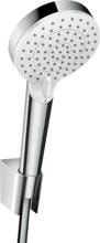 hansgrohe Crometta Duschkopfhalterungset 100 Vario wassersparend mit Duschschlauch 125 cm, Kunststoff, 6,7 l/min, 100 mm, Weiß/Chrom (26693400)