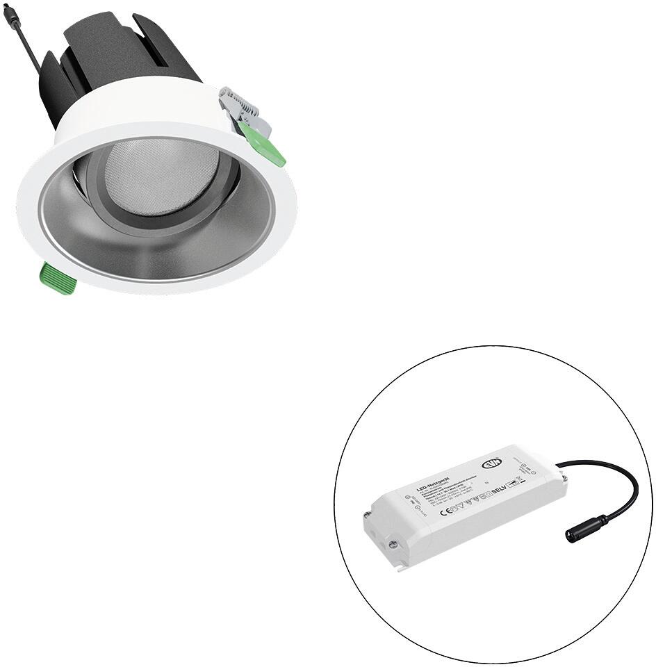 EVN SELECTO LED Deckeneinbau, rund, schwenkbar, IP20, 220-240V/AC, 25W, 3000K, 3125lm, inkl. Netzgerät, Phase, Reflektor silber/matt, 4.402,00cd, brei