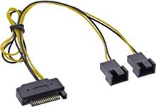 InLine SATA Strom-Y-Kabel, SATA Buchse an 2x Lüfter (2pol) Stecker, 0,30m (29683F)