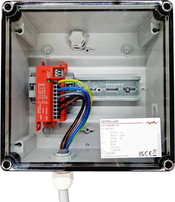 Dehn DCU EMOB 2 25 Überspannungsableiter Typ 2+3 DEHNcube im Gehäuse IP65 für Emob (900902)