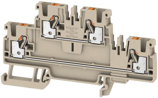 Weidmüller A2T 2.5 Durchgangs-Reihenklemme, PUSH IN, 2.5 mm², 800V, 24A, dunkelbeige