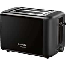 Bosch TAT3P423DE Kompakt Toaster Design Line, 820-970 W, Brötchen-Aufsatz, Auftau- und Aufwärmfunktion, High Lift, schwarz