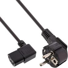 InLine Netzkabel, Schutzk. gew. / Kaltgerätest. C13 links abgew., schwarz