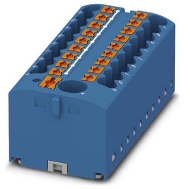 Phoenix Contact PTFIX 6/18X2,5-G BU Verteilerblock, Grundklemme mit Einspeisung, Push-in, 19-Polig, blau