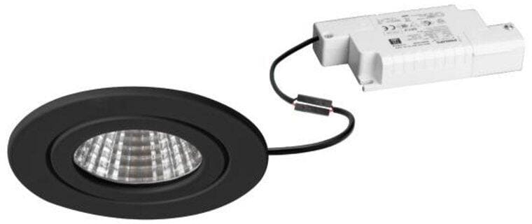 Brumberg ITANSA-R BB15 LED-Einbaudownlight, 230VAC, 50Hz, 38°, 6W, 730lm, 3000K, CRI>80, rund, starr, dimmbar Phasenabschnitt, Edelstahl, schwarz matt