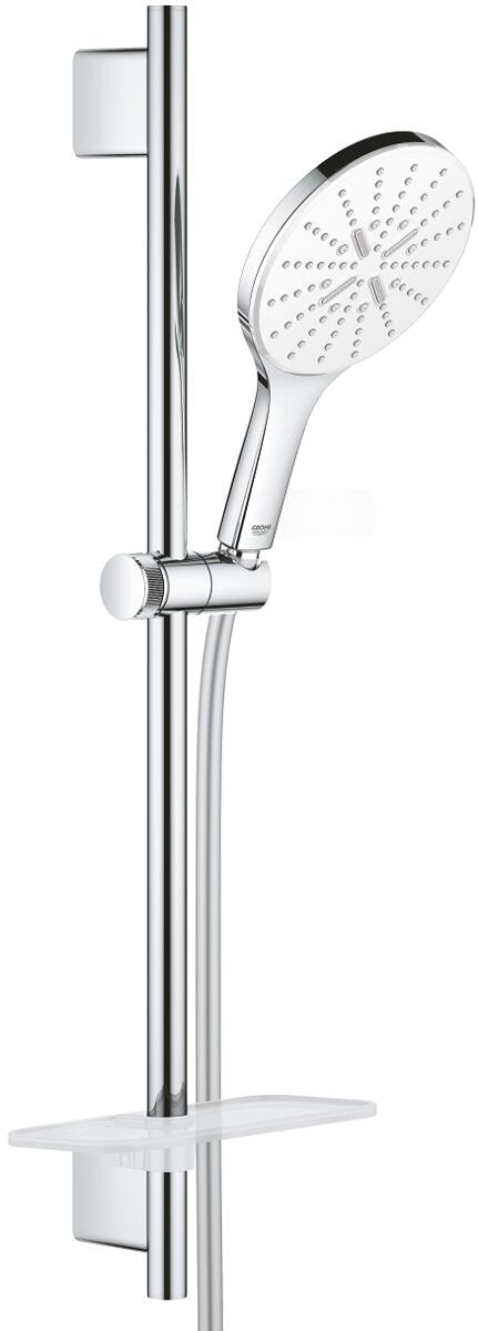 GROHE Rainshower Smartactive 150 Brausestangenset, 3 Strahlarten, EcoJoy, moon white/ chrom (26592LS0)