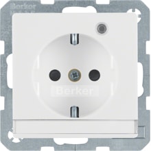 Berker 41106089 Steckdose SCHUKO mit Kontroll-LED, Beschriftungsfeld und erhöhtem Berührungsschutz, Q.1/Q.3, polarweiß samt