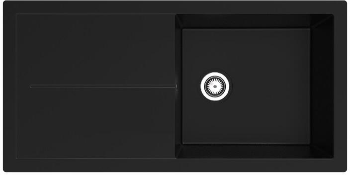 respekta Cleveland Mineralite Einbauspüle, 1 Becken, Abtropffläche, reversibel, schwarz ( CLEVELAND100X50S)