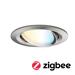 Paulmann LED Einbauleuchte Smart Home Zigbee 3.0 Nova Plus Coin schwenkbar rund 84mm 50° Coin 6W 470lm 230V dimmbar Tunable White, eisen gebürstet (92961)