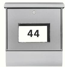 Burg Wächter Malaga 4400 Ni Solar-Briefkasten-Set, mit Zeitungsfach, Querformat, Öffnungsstopp, Hausnummernfeld (75310)