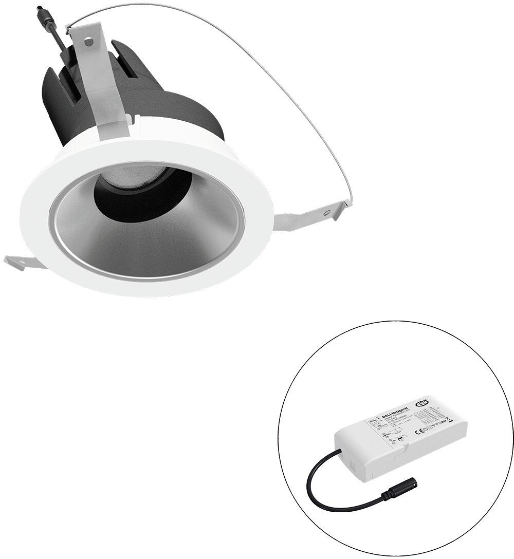 EVN SELECTO LED Deckeneinbau, rund, schwenkbar, IP20, 220-240V/AC, 13W, 4000K, 1593lm, inkl. Netzgerät, DALI, Reflektor Silber/matt, 11.602,00cd, weiß