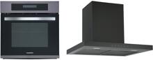 Respekta EBDH-SET44060BS Einbaubackofen und Dunstabzugshaube, 60cm breit, 10 Beheizungsarten, Touch Control, 3 Geschwindigkeitsstufen, Edelstahl/Blacksteel