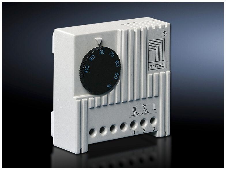 Rittal SK 3118.000 Hygrostat, 24-250 V, 1~, 24-48 V (DC), Farbe RAL 7035, BHT: 71 x 71 x 33,5 mm