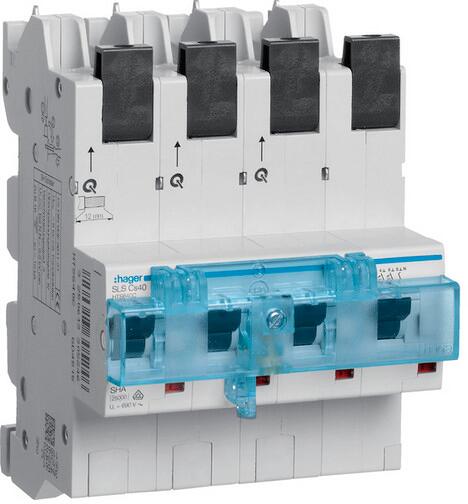 Hager HTS640C SLS-Schalter 4-Polig 3P+N, Cs-Charakteristik, 40A, für Sammelschiene QuickConnect