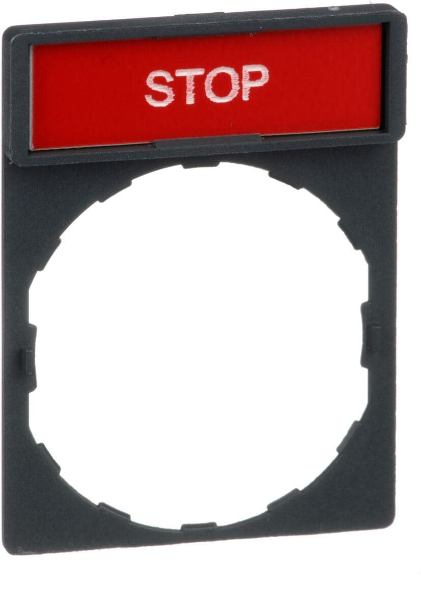 Schneider Electric ZBY2304 Schildträger 30x40mm, für Ø 22 Geräte, mit Schild STOP, rot