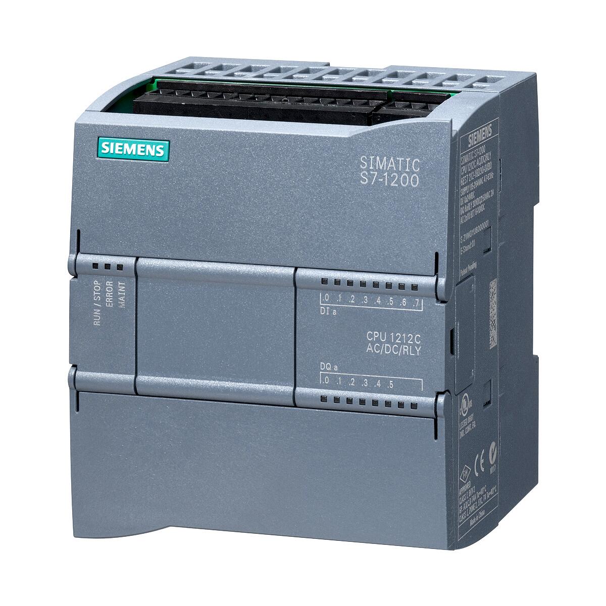 Siemens 6ES7212-1BE40-0XB0 SIMATIC S7-1200, CPU 1212C, Kompakt-CPU, AC/DC/Relais, onboard I/O: 8 DI DC 24V; 6 DO Relais 2A; 2 AI 0-10V DC