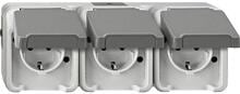 Merten MEG2391-8029SCHUKO-Dreifach-Steckdose, Aquastar, 16 A, AC 250 V, waagerecht angeordnet, lichtgrau