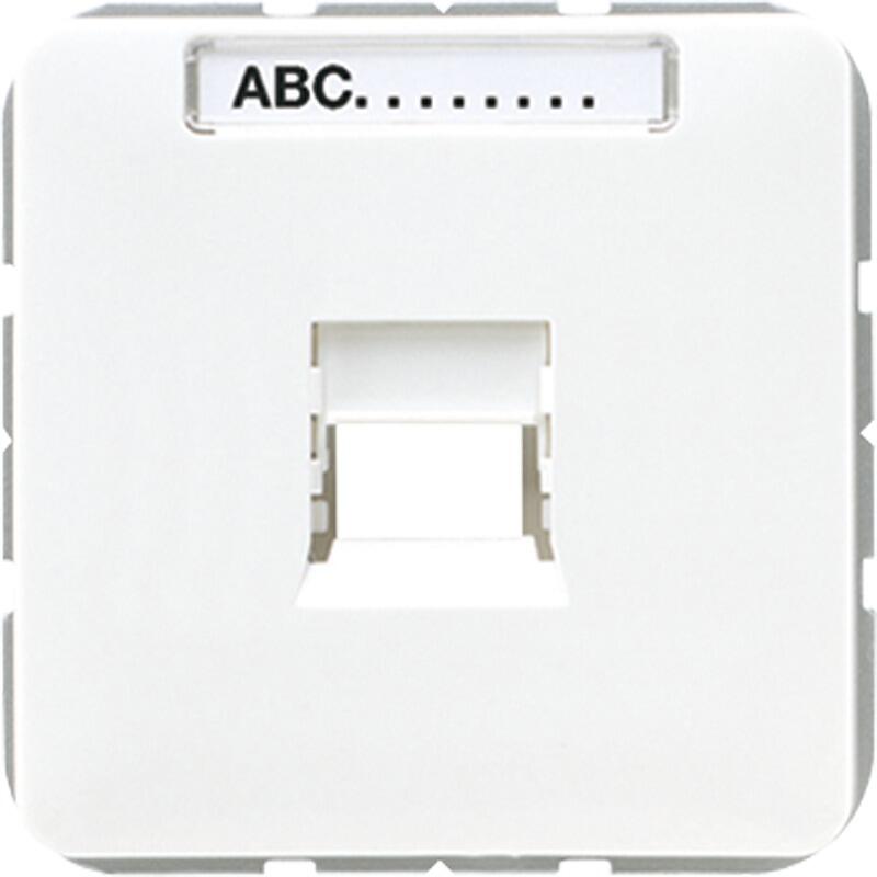 Abdeckung mit Schriftfeld 6 x 37 mm, alpinweiß, Einsätze 50x50 mm, Jung CD569-15WEWW