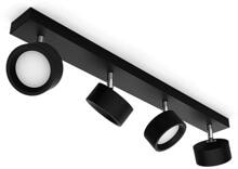 Philips Bracia Decken-/Wandspot, ClickFix, 4x 5,5W, 220-240V, 2200lm, 2700K, schwarz (929003299301)