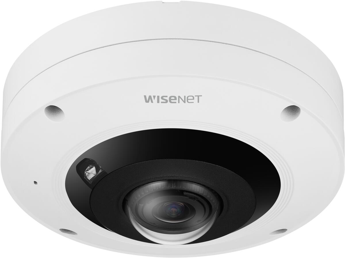 Hanwha Vision 12MP AI IR Fisheye-Kamera, 1,08 mm Festbrennweitenobjektiv, WDR 120dB, IR 8m, IP66, IK10, weiß (XNF-9013RV)