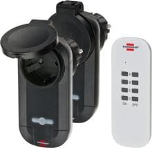 Brennenstuhl Funkschalt-Set RC CE1 0201, 2er Funksteckdosen Set für den Außenbereich, IP44, schwarz (1507030)