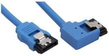 InLine SATA 6Gb/s Anschlusskabel rund, abgew. links, blau, mit Lasche, 0,5m (27705L)