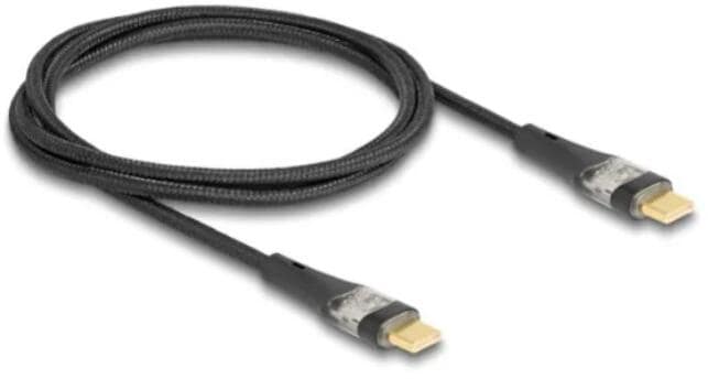 Delock USB 2.0 Schnellladekabel, USB Type-C Stecker zu Stecker, transparent, PD 3.0, 100 W, 3 m, schwarz (80765)