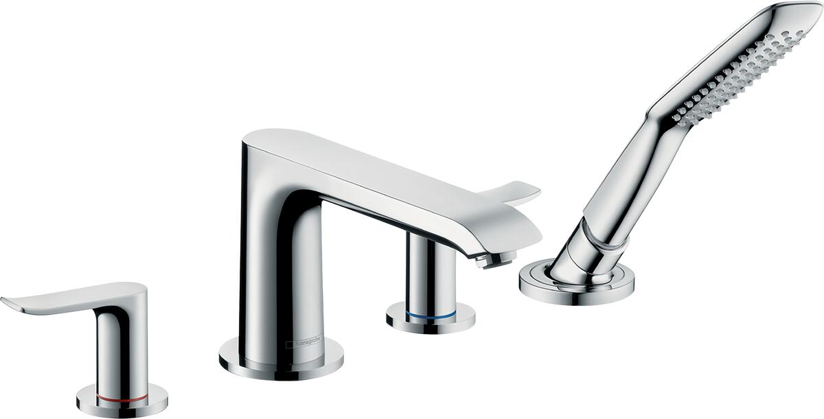 hansgrohe Metris 4-Loch Wannenrandarmatur, Messing, 25 l/min, Chrom (31442000)