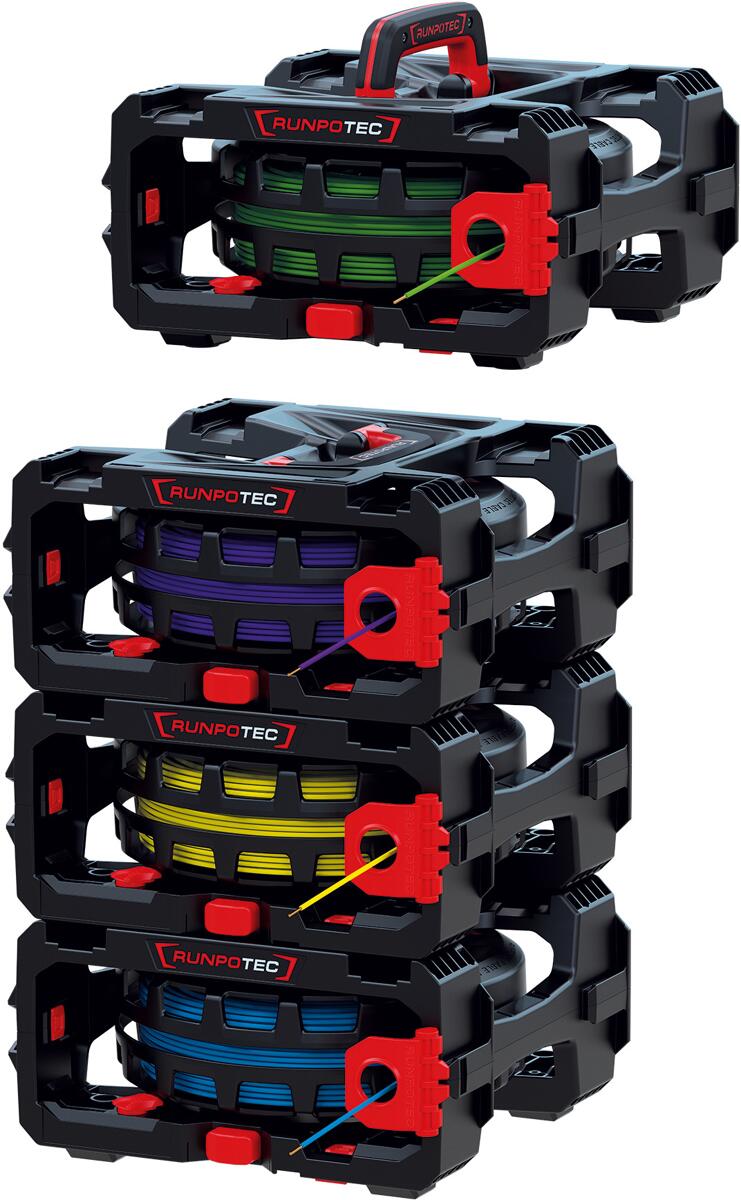 Runpotec Cable Box-Einzeladerabroller, 4 Boxen, für Verwaltung von Kabeln, Drähten oder Einzeladern, stapelbar und modular erweiterbar, Baustellentaug