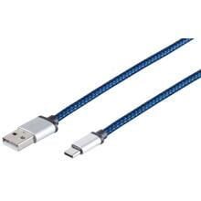 S-Conn USB Ladekabel USB-A/USB-C 0,9m, blau (14-50021)