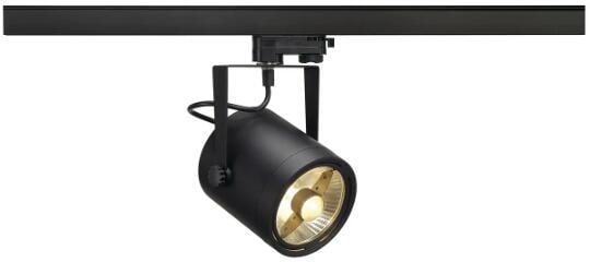 SLV EURO SPOT für Hochvolt-Stromschiene 3Phasen, QPAR111, rund, schwarz, max. 75W, inkl. 3Phasen-Adapter (153420)