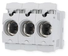 Hager LD046 Sicherungssockel aus Kunststoff, D02, E18, 63A, 3-polig, Hutschiene, Rahmenklemme Abdeckung