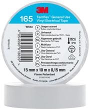 3M 165WH1E Temflex, Vinyl Isolierband, 15mmx10m, 0,15mm, Weiß (7100184731)