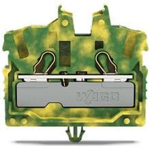 Wago 2052-317 2-Leiter-Mini-Durchgangsklemme mit Betätigungsöffnung, 2,5mm², Push-in Cage Clamp, grün-gelb