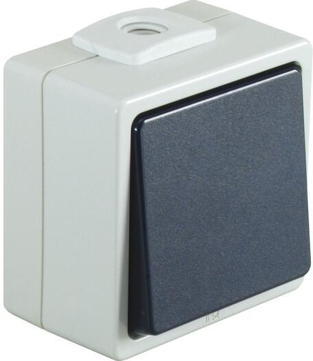 OPUS Aqua Universalschalter Aus/Wechsel Schalter, Aufputz, Freuchtraum, hellgrau/stahlblau (753.640.06)