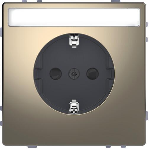 Merten SCHUKO-Steckdose mit Schriftfeld, System Design, erhöhter Berührungsschutz, Steckklemmen, nickelmetallic (MEG2302-6050)