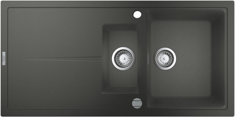 GROHE K400 Kompositspüle, 1,5 Becken, mit Abtropffläche, mit Ablauffernbedienung, reversibel, granit grau (31642AT0)
