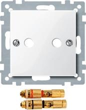 Zentralplatte mit High-End Lautsprecher-Steckverbinder, polarweiß glänzend, Merten 468819