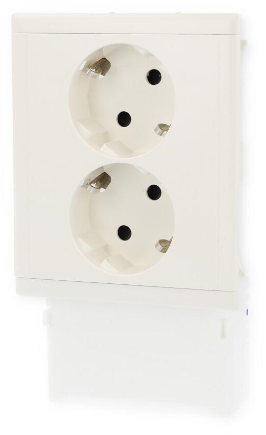 Schneider Electric Thorsman CYB-PS Doppelsteckdose für Kanaleinbau, ohne Schriftfeld, weiß (5951512)