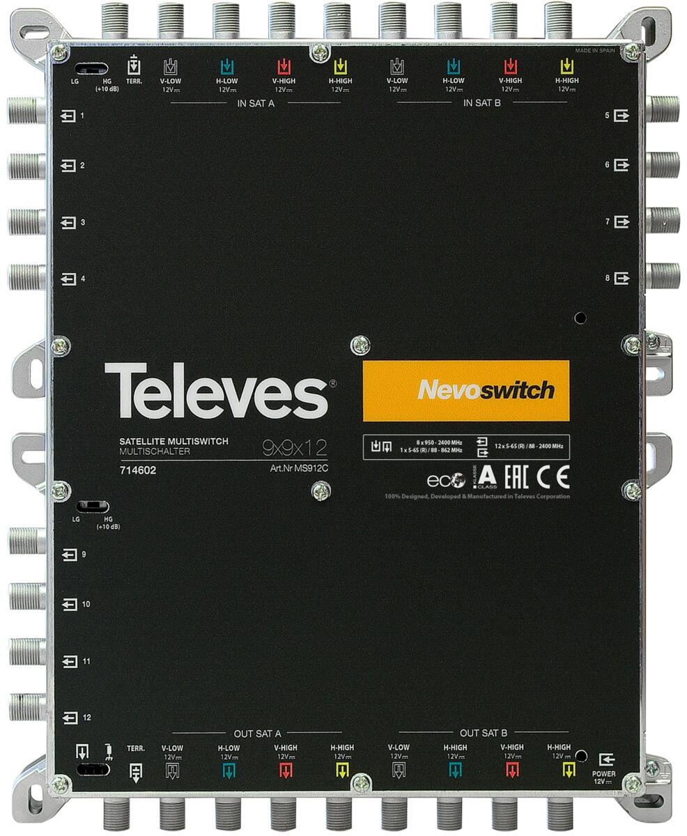 Televes MS912C NevoSwitch Multischalter, 9 Eingänge, 12 Ausgänge (714602)