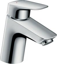 hansgrohe Logis Einhebel-Waschtischarmatur 70 für Niederdruck/offene Warmwasserbereiter mit Push-Open Ablaufgarnitur, Messing, 5 l/min, Chrom (71074000)